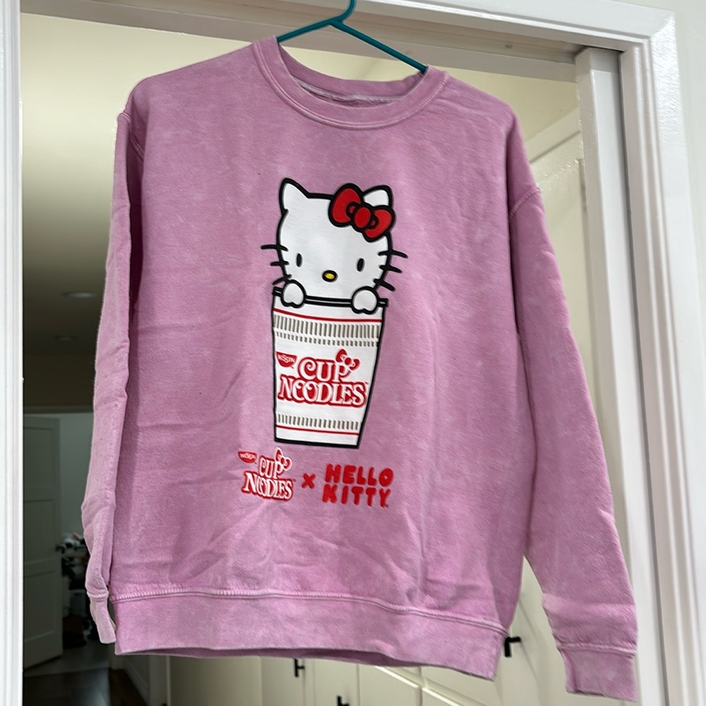 Hello Kitty x Cup Noodles mineral wash crewneck sweater Size Medium